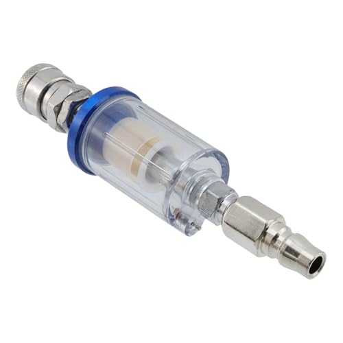 Oil Water Separator for Air Line G1/4" Inlet and Outlet Copper Core Airbrush Filter Moisture Separator with Coupler and Plug for Air Compressor - style: copper core C