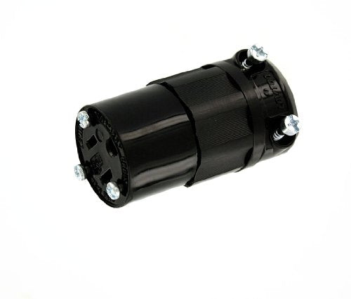 Leviton 20 Amp, 125Volt, Connector, Industrial Grade, Straight Blade, Grounding, All Black, 5369-B, Black - color: Black, style: Grounding
