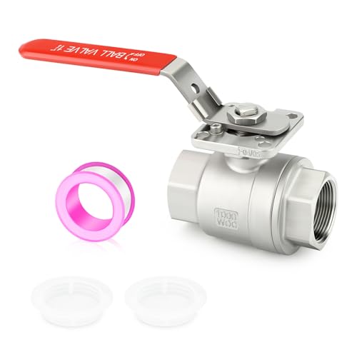 TAISHER 1PCS 1-1/4" FNPT Heavy Duty 2PC High Platform Ball Valve 304 Stainless Steel with Red Handles W0G1000 - size: 1-1/4" FNPT