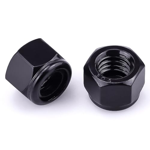 EASTLO 1/4"-20 Lock Nuts Black, Nylon Insert Locknuts 304 Stainless Steel A2-70 Grade, Self Clinching Nuts, Coarse Thread, 100 PCS - size: 1/4"-20
