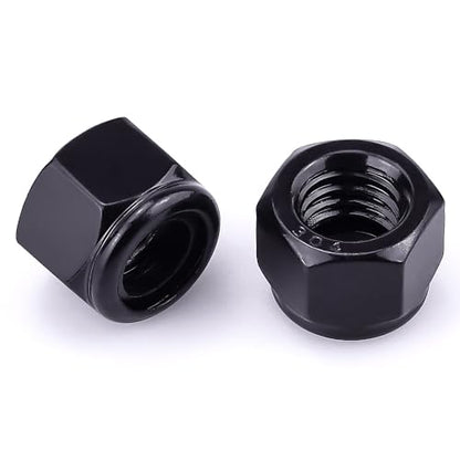 EASTLO #10-32 Lock Nuts Black, Nylon Insert Locknuts 304 Stainless Steel A2-70 Grade, Self Clinching Nuts, Coarse Thread, 100 PCS - size: #10-32