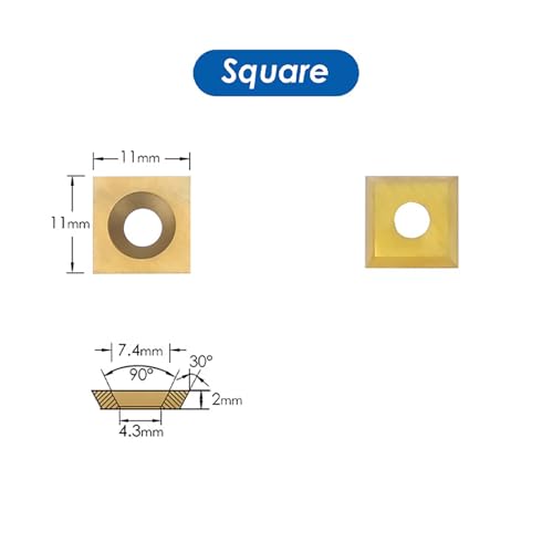 TASP Titanium Coated Carbide Cutter Inserts for Wood Turning Tools (Square)