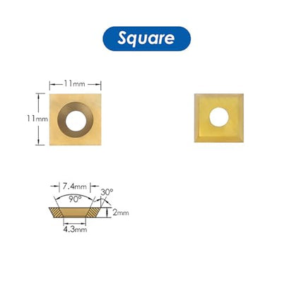 TASP Titanium Coated Carbide Cutter Inserts for Wood Turning Tools (Square)