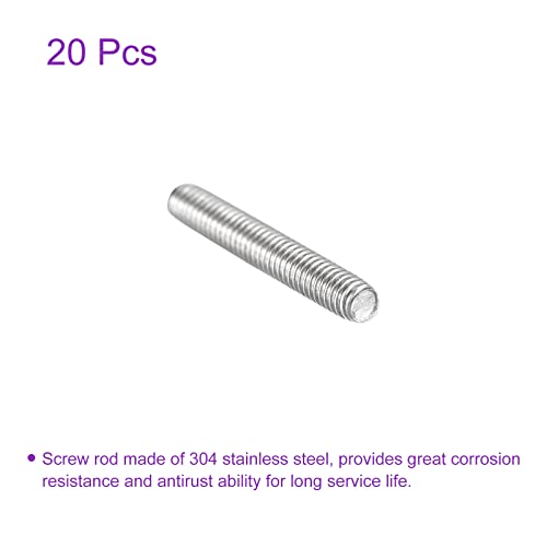 DMiotech 20 Pack M4 x 25mm Fully Threaded Rod 304 Stainless Steel Right Hand Threads Rod Bar Studs Clamps and U-Bolts - size: M4 x 25mm