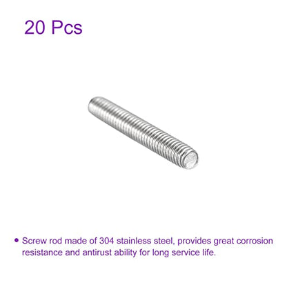 DMiotech 20 Pack M4 x 25mm Fully Threaded Rod 304 Stainless Steel Right Hand Threads Rod Bar Studs Clamps and U-Bolts - size: M4 x 25mm