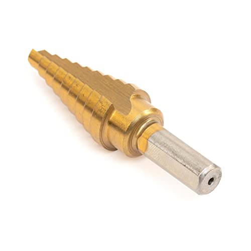 NEIKO 10184A Step Drill Bit, 9 Steps 1/4” to 3/4” Straight High Speed Steel, Titanium Nitride Coated, 3/8” Tri Flat Step Bits for Steel, Metal, Wood, Plastic, Unibit Cone Drill Bits, Two Flute - size: #3 (1/4 - 3/4", 9S), style: Straight