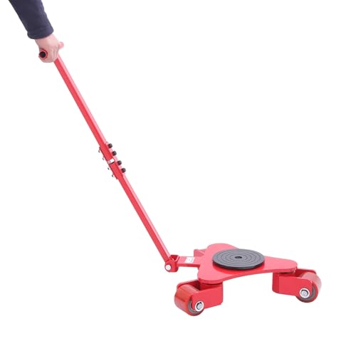 Heavy Duty Machinery Mover Dolly with Handle, 4409 lbs Capacity, 3 Swivel Rollers,Multi-Direction 360° Rotation, Rotating Machine Dolly for Warehouse and Workshop (Red) - color: Red
