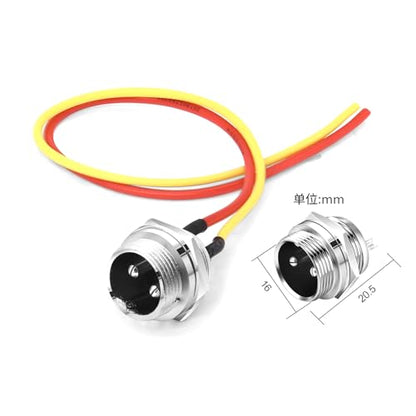 0.66Ft GX16 2Pin Male Aviation Connector Cable,Panel Mount Metal Circular Adapter PVC Cable Connector 7A/125V,16mm for Electrical and Electronic Connections Cable 0.2M - size: 2Pin