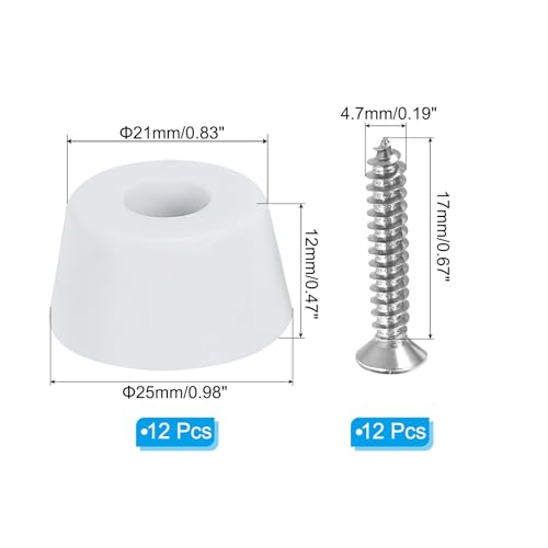 PATIKIL Cutting Board Feet,12 Pieces Non Slip Rubber Feet Bumpers with 304 Stainless Steel Screws for Cutting Board Furniture Chairs Desks 0.98" Wx0.47 H, White - size: 0.98"Wx0.47"H