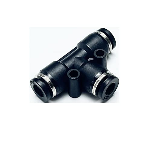 PNEUMATIC Black Plastic Push To Connect Fittings 3/16 Inch Tube OD Tee Connector Push Fit Fittings PE-3/16(Pack of 5) - color: Black, size: 3/16"OD