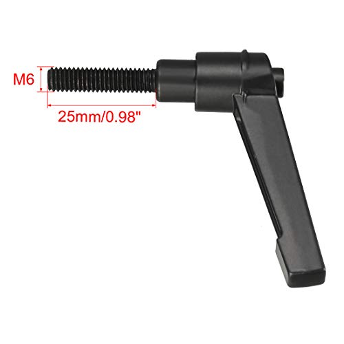 uxcell 5pcs Adjustable Clamping Lever Handle M6 x 25mm Metric Black Oxide Carbon Steel Male Threaded Stud Hand Knobs Ratchet Rotating Screw Handles Bolts with Locking Lever Black - size: M6 x 25mm