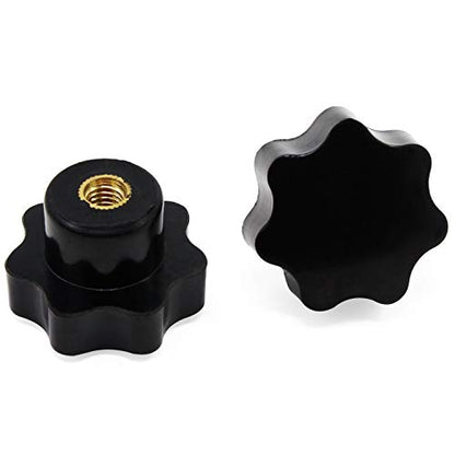 10Pcs M6 7 Star Knob Knurled Thread Clamping Knob, Star Shape Hand Knobs Black Plastic Screw-On Clamping Star Knob Handle - size: M6, style: Non-Through Hole