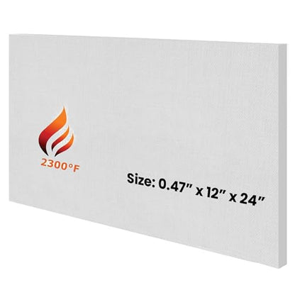 Ceramic Fiber Insulation Board, 0.47" x 12" x 24", 2300F Rated, Pack of 1 - size: 0.47" x 12" x 24"