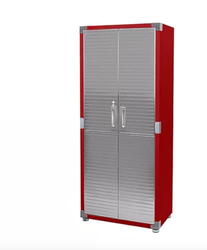 Heavy-Duty Storage Cabinet with Roller Doors, Rolling Casters (Red, 30" W x 18" D x 72" H) - color: Red, size: 30" W x 18" D x 72" H