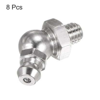 HARFINGTON 8pcs 304 Stainless Steel 45 Degree Grease Fitting M6x1mm Metric Thread Hydraulic Grease Nipple Accessories for Car - size: M6x1