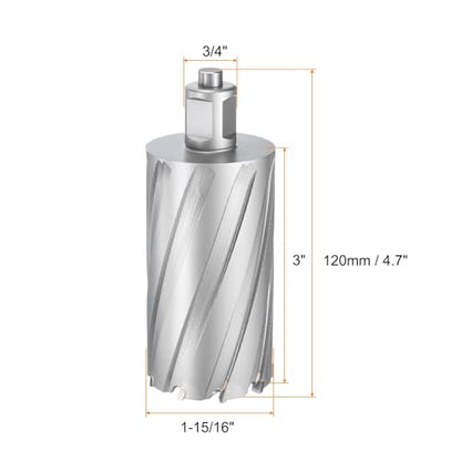HARFINGTON Annular Cutter 1-15/16" Dia 3" Depth 3/4" Shank TCT Cutting Drill Bits with Pin for Magnetic Drill Press - size: 1-15/16" x 3"