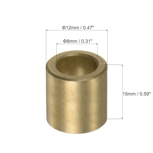 uxcell 12pcs Sleeve (Plain) Bearings 8mm Bore x 12mm OD x 15mm Length, Self-Lubricating Sintered Bronze Bushings - size: 8mm Bore x 12mm OD x 15mm Length
