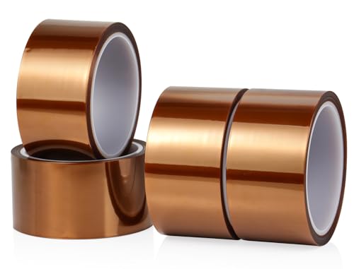 BOMEI PACK Heat Polyimide Tape 2inch, High Temperature Heat Resistant Tape Heat Transfer Tape for Sublimation Transfer, Masking, Soldering, Electrical, 3D Printer Application, 4Rolls x 30m, No Residue