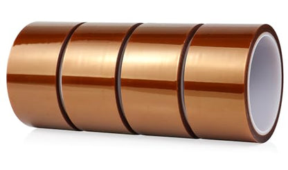 BOMEI PACK Heat Polyimide Tape 2inch, High Temperature Heat Resistant Tape Heat Transfer Tape for Sublimation Transfer, Masking, Soldering, Electrical, 3D Printer Application, 4Rolls x 30m, No Residue