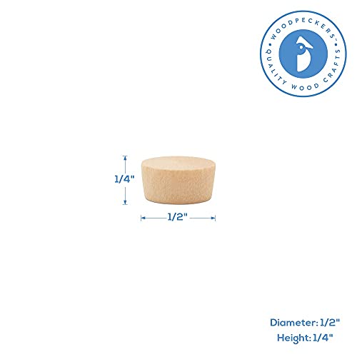 Wood Plugs for Furniture, 1/2 inch Maple Flat-Head Plug, Wooden Screw-Hole Plug Covers - Pack of 100 by Woodpeckers - size: 1/2 inch
