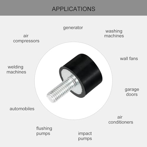 uxcell M5 Thread Rubber Mounts, Vibration Isolators, Cylindrical Shock Absorber with Studs 15 x 10mm 8pcs - size: M5x15x10mm