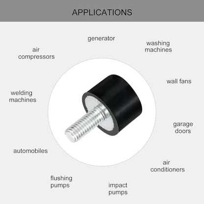 uxcell M5 Thread Rubber Mounts, Vibration Isolators, Cylindrical Shock Absorber with Studs 15 x 10mm 4pcs - size: M5x15x10mm