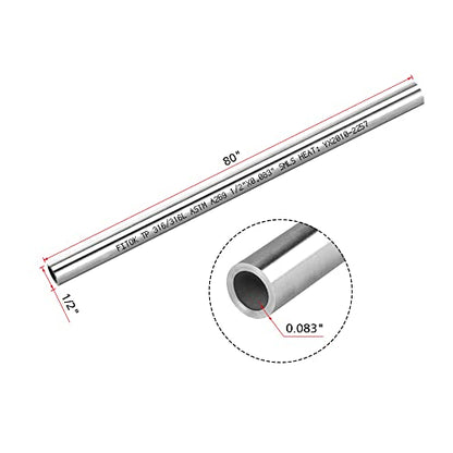 316/316L Stainless Steel Seamless Tubing 1/2" OD × 0.083" Wall × 80" Length Tube Annealed ASTM A269 (3pcs) - size: 1/2" OD × 0.083" Wall × 80" L