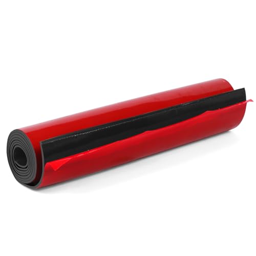 HooTown Adhesive Solid Rubber Strips, Self Neoprene Rubber Sheets Rolls Red - color: 1/16" Thick Adhesive, size: 12” W x 36" L