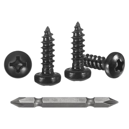 METALLIXITY Phillips Pan Head Self Tapping Screw #4x3/8 100Pcs - color: Black, size: #4x3/8"