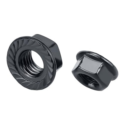 3/8-16 Black Flange Nuts (25 pcs), 304 Stainless Steel 18/8, Black Oxide Coated, Serrated Flange Hex Nuts, Fayeploo - color: Black, size: 3/8"-16