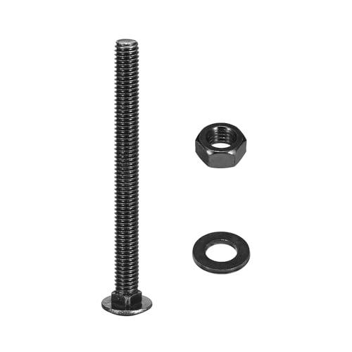 uxcell M6x65mm Square Neck Carriage Bolts with Nuts & Washers, 12Set 304 Stainless Steel Round Head Square Neck Coach Bolt Screws, Black - size: M6x65mm