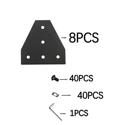 3030 Corner Bracket Plate T Shape 5 Hole 90 Degree Outside Joining Plate with M6x10mm Screws and T-Nuts for 30 x 30mm Series Aluminum Extrusion Profile, 8pcs/Pack (Black-3030 T Shape) - style: Black-3030 T Shape