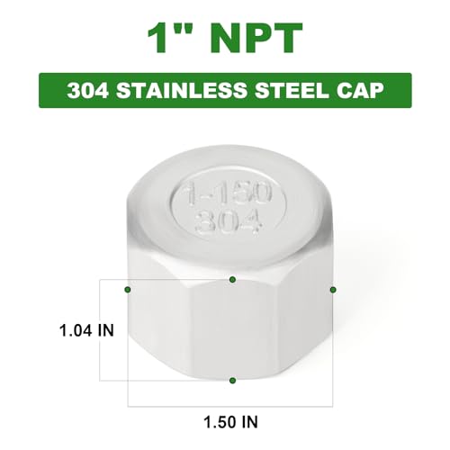 TAISHER 5Pcs 304 SS Cap Pipe Plug Socket Fitting 1" NPT Female - size: 1" FNPT(Cap)