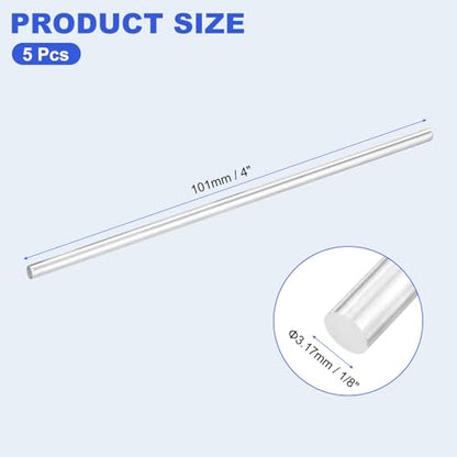 uxcell 5pcs 304 Stainless Steel Round Rods, 1/8" Dia x 4" Length Stainless Steel Metal Solid Shaft Rod Bar for Industry Use Metal Working Hobbies DIY Craft, Silver - size: 1/8" Dia x 4" Length