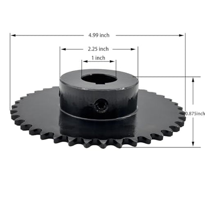 #35 Roller Chain Sprocket Type B 1 inch Bore 40 Tooth, Hardened Antirust 1045 Steel Drive Sprockets 35B40-1