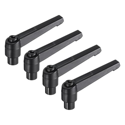 uxcell 4pcs Clamping Lever Adjustable Handles M8 Metric Female Thread Level Handle Hand Knobs Quick Release Black for Lathe Machinery - size: M8