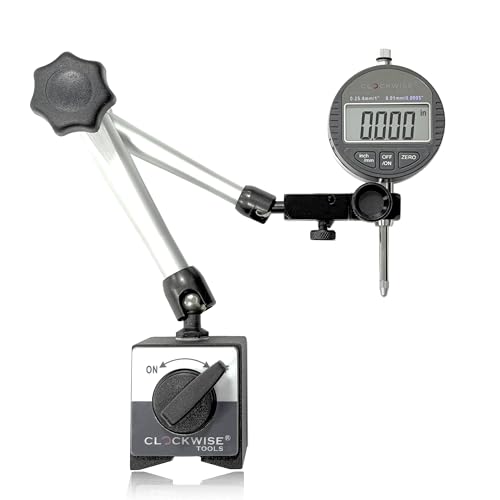 Clockwise Tools Digital Indicator with Magnetic Base Holder Stand, DIBR-0105 0-1 Inch/25.4mm, Inch/Metric Conversion, Auto Off - style: DIGR0105; 0-1"/25.4mm with Magnetic Base