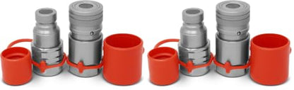 Summit Hydraulics 3/4" NPT Skid Steer Flat Face Hydraulic Quick Connect Couplers/Couplings Set w/Dust Caps (Pack of 2) - size: 3/4 inch (Pack of 2)