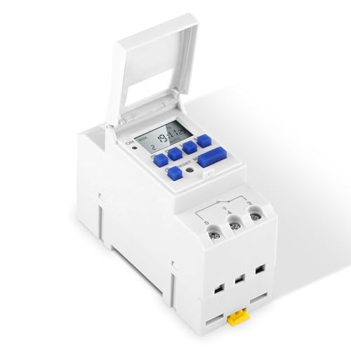 Yosoo Health Gear DIN Rail Digital Programmable Timer Relay Switch, 110V, 16A, 8 Settings, LCD Display