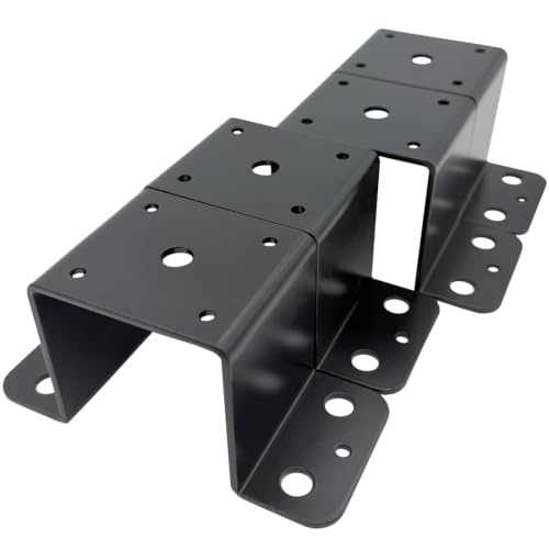 4 PCS Fit Heavy Duty Trailer Stake Pocket Brackets, for Wood Lumber Uprights or Steel Stake Posts Holes for Mounting Flat Beds and Trucks, Black (Fit 3x3 Lumber) - size: Fit 3x3 Lumber