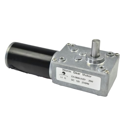 CHANCS DC 12V 25RPM Geared Gearbox Motor Reversible Worm Gear Motor for Automatic Monitor,Smart Home - size: 25RPM