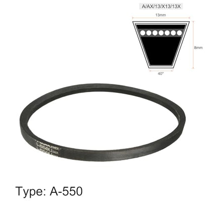 uxcell A550 V-Belts 550mm Inner Girth 13mm Top Width 8mm Thickness A-Section Rubber Drive Industrial Transmission Belt - size: 550mm