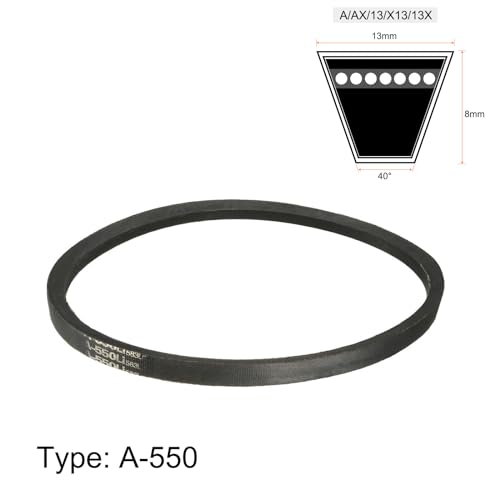 uxcell A550 V-Belts 550mm Inner Girth 13mm Top Width 8mm Thickness A-Section Rubber Drive Industrial Transmission Belt - size: 550mm