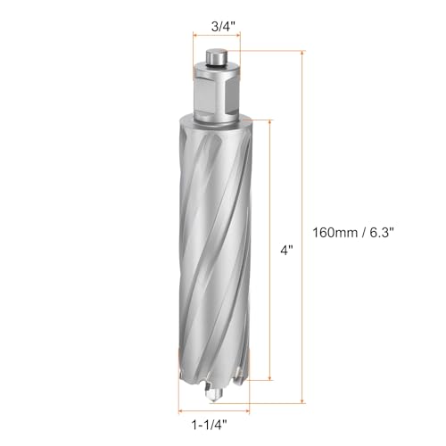 HARFINGTON Annular Cutter 1-1/4" Dia 4" Depth 3/4" Shank TCT Cutting Drill Bits with Pin for Magnetic Drill Press - size: 1-1/4" x 4"