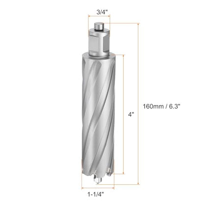 HARFINGTON Annular Cutter 1-1/4" Dia 4" Depth 3/4" Shank TCT Cutting Drill Bits with Pin for Magnetic Drill Press - size: 1-1/4" x 4"