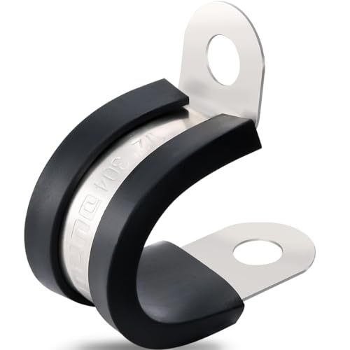 OURU 1/2 Inch Cable Clamps, Rubber Coated Insulated Clamps, 100pcs, 13mm - size: 100 PCS - 1/2 Inch