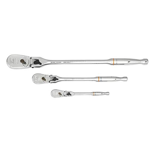 GEARWRENCH 3 Pc. 1/4", 3/8" & 1/2" Drive 90 Tooth Locking Flex Head Teardrop Ratchet Set - 81276T - style: 90 Tooth Locking Flex Head