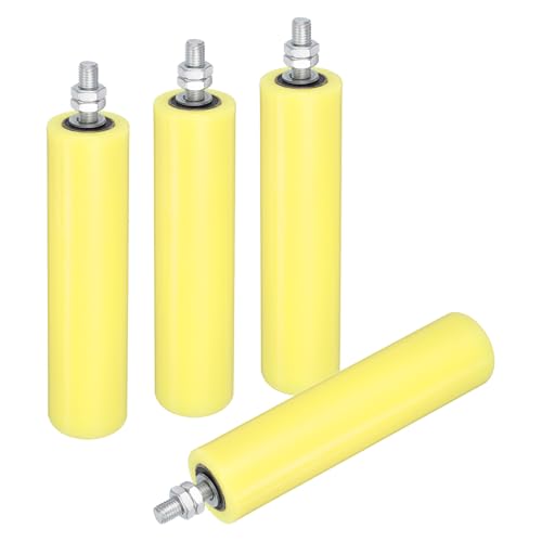 uxcell 4Pcs Slide Gate Guide Roller, 6" Nylon Rollers Gate Support Assembly - color: Yellow, size: 6 Inch