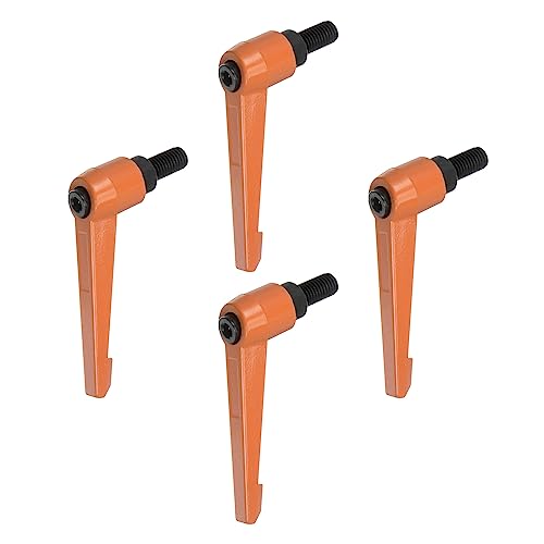 HARFINGTON 4pcs Adjustable Clamping Lever Handles M10 x 20mm Male Thread Bolt Knobs Rotating Screw Locking Quick Release Ratchet Push Button Handle, Orange - size: M10 x 20mm