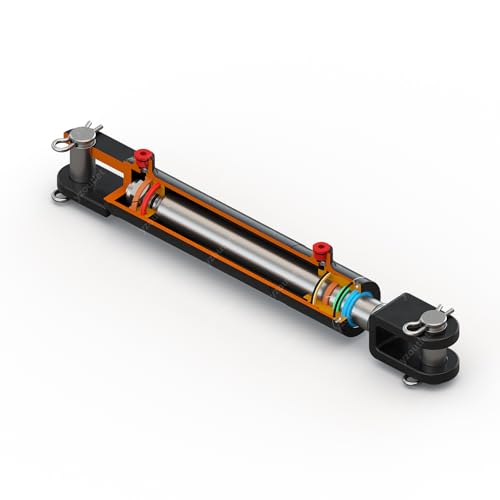Welded Clevis Cylinder for Double Acting - Double Acting Hydraulic Cylinder, 2.5" Bore, 24" Stroke, Inline Ports, Parallel to pin